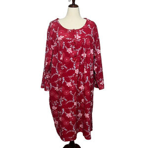 Enchanted Nightgown Womens 26/28 Red Pink‎ Floral Sleepwear Robe Cottagecore